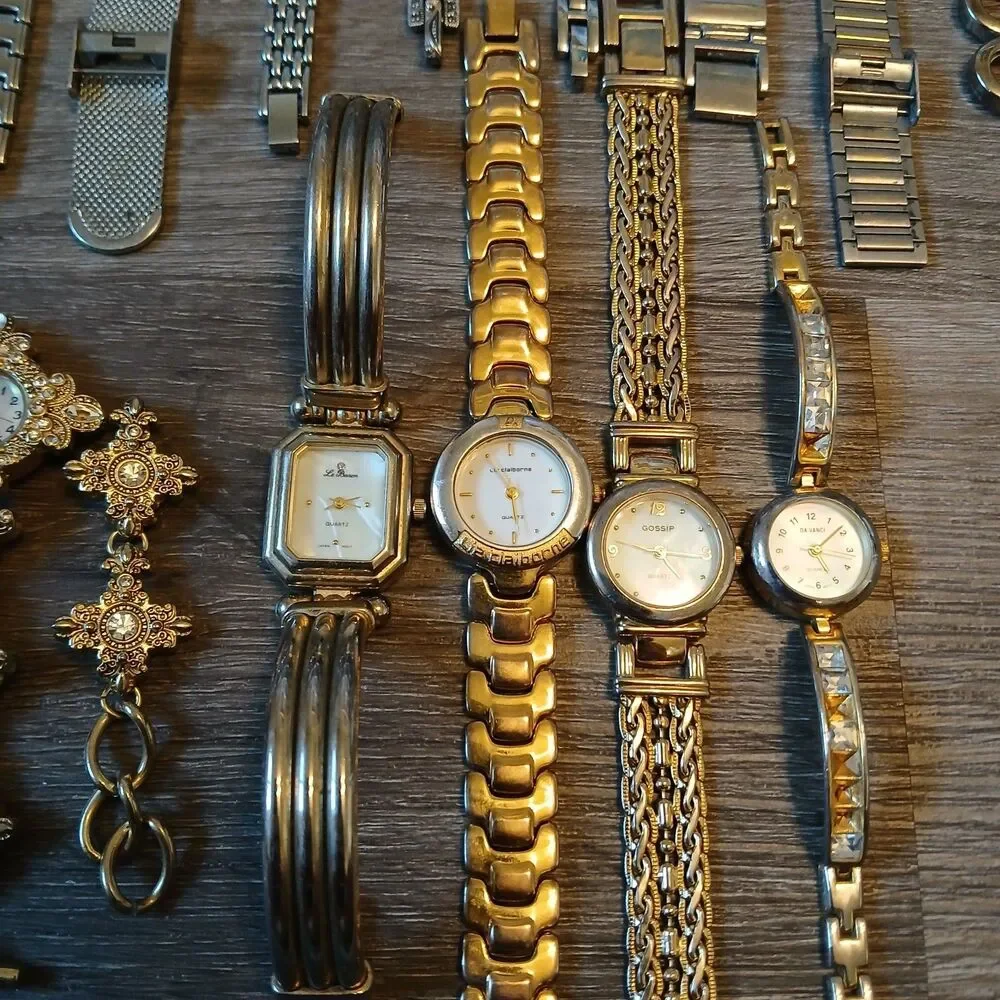 Lot 35+ Watches Parts/Repair ALL Metal Timex Liz Claiborne Armitron Jaclyn Smith